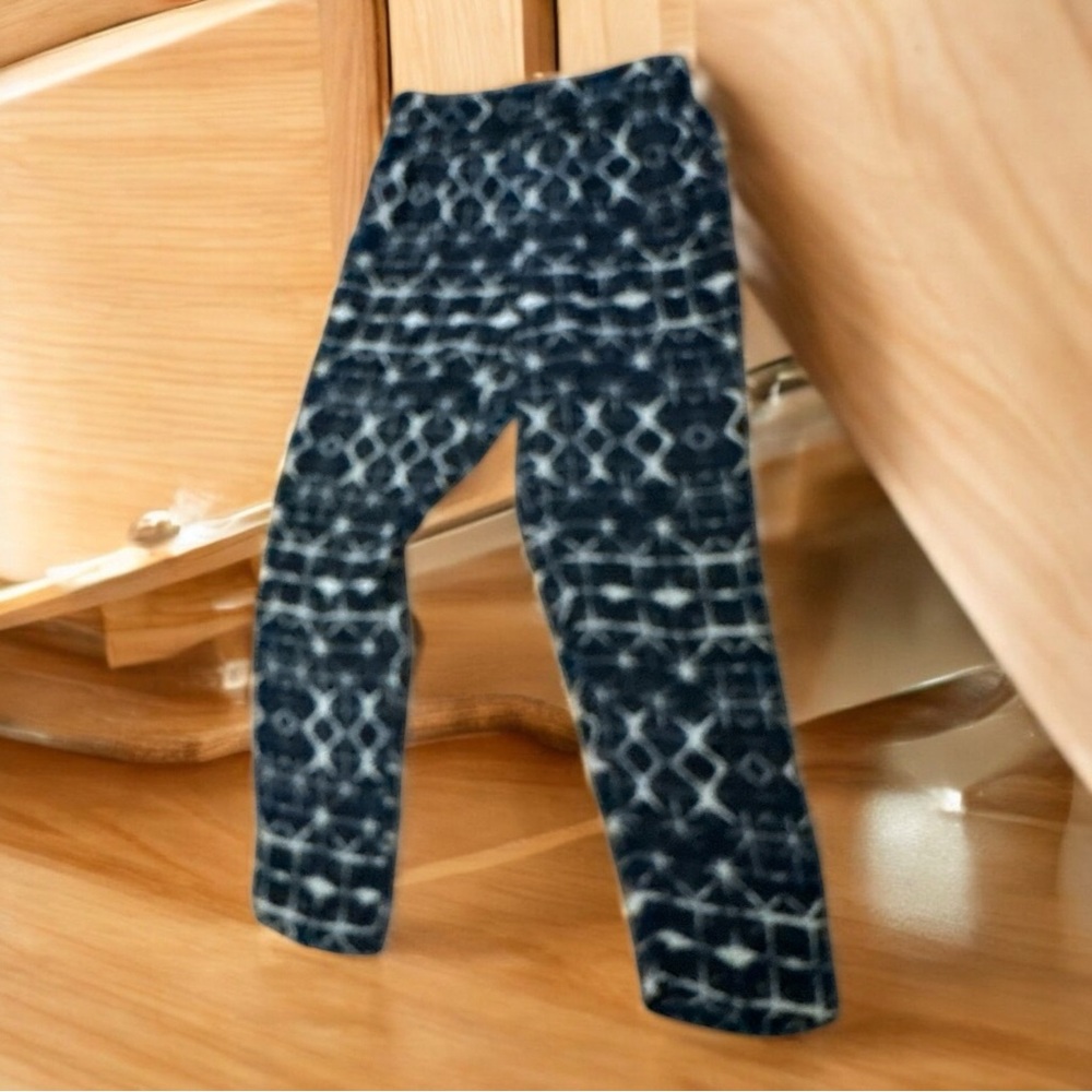 PIAMITA Silk Pants Black Beige Geometric Print Straight Leg Large‎
